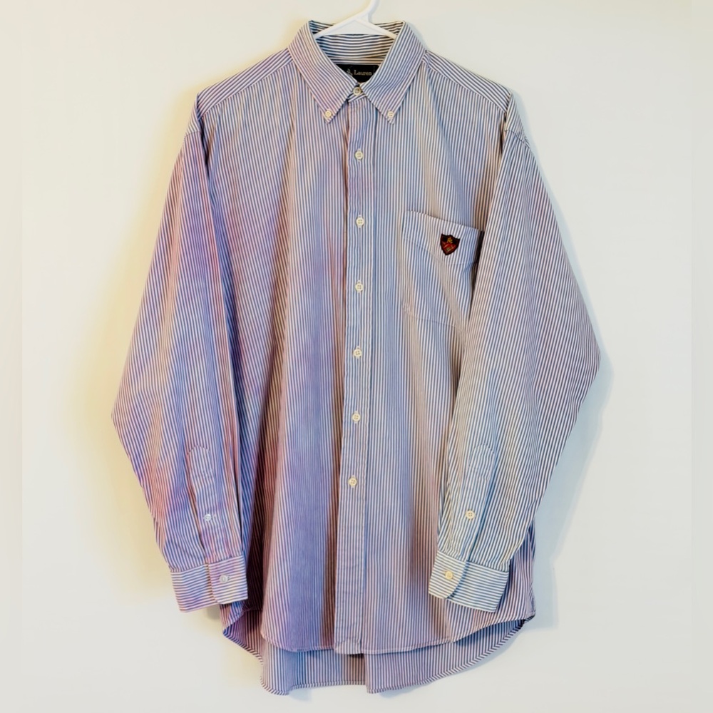 Ralph Lauren Tie Dye Striped‎ Long Sleeve Button Down Shirt Blue, White, Purple